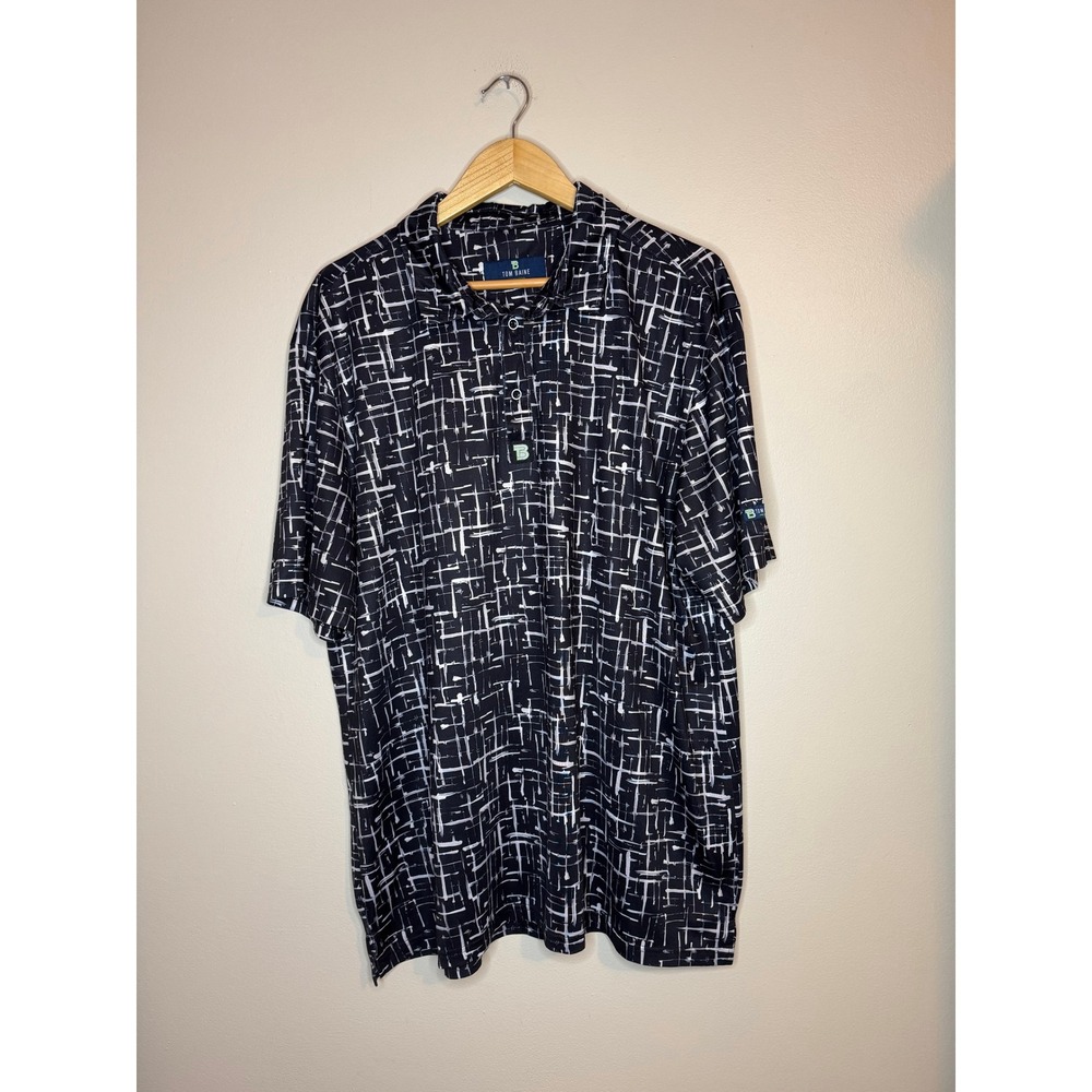 Tom Baine Golf Polo Black Abstract Print Performance 2XL‎